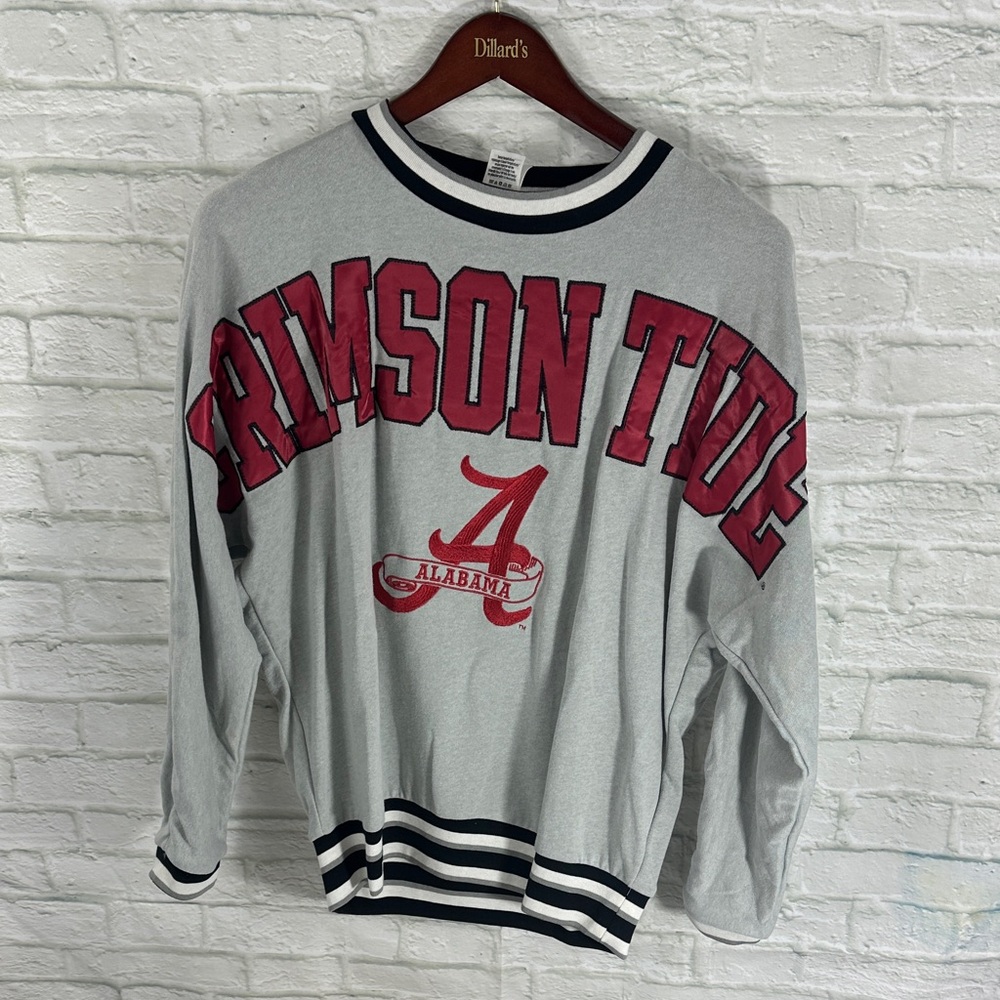 5th & Ocean PINK University of Alabama Gray Crewneck with Crimson Accents
